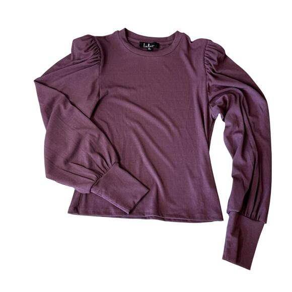 Lulus Tops - Purple Puff Shoulder Long Sleeve Ribbed Top Women's Size Medium